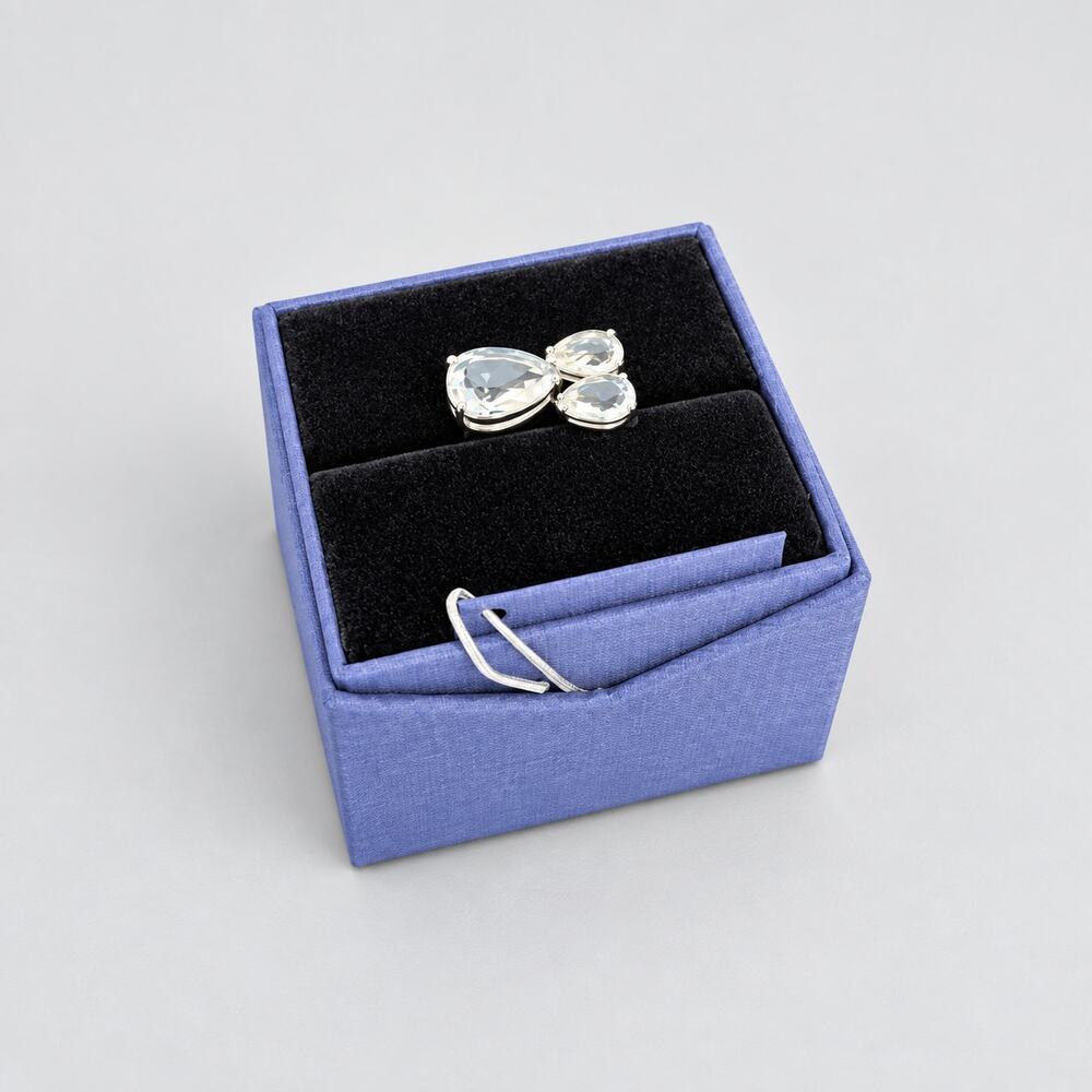 Swarovski Millenia Cocktail Ring 3 Stones Size 60 / US 9